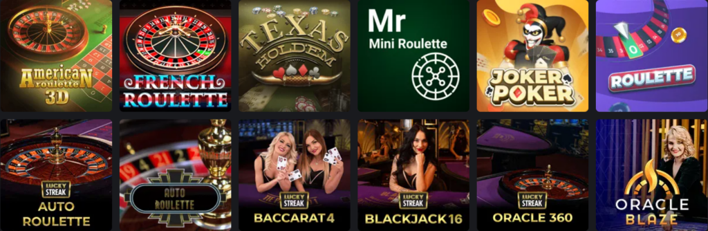 King Billy Casino: Table Games